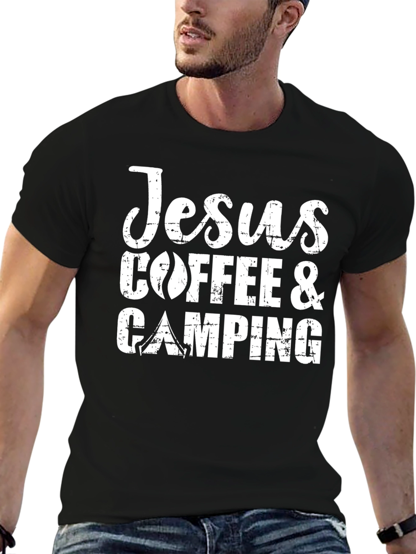 Jesus Coffee & Camping Graphic T-Shirt