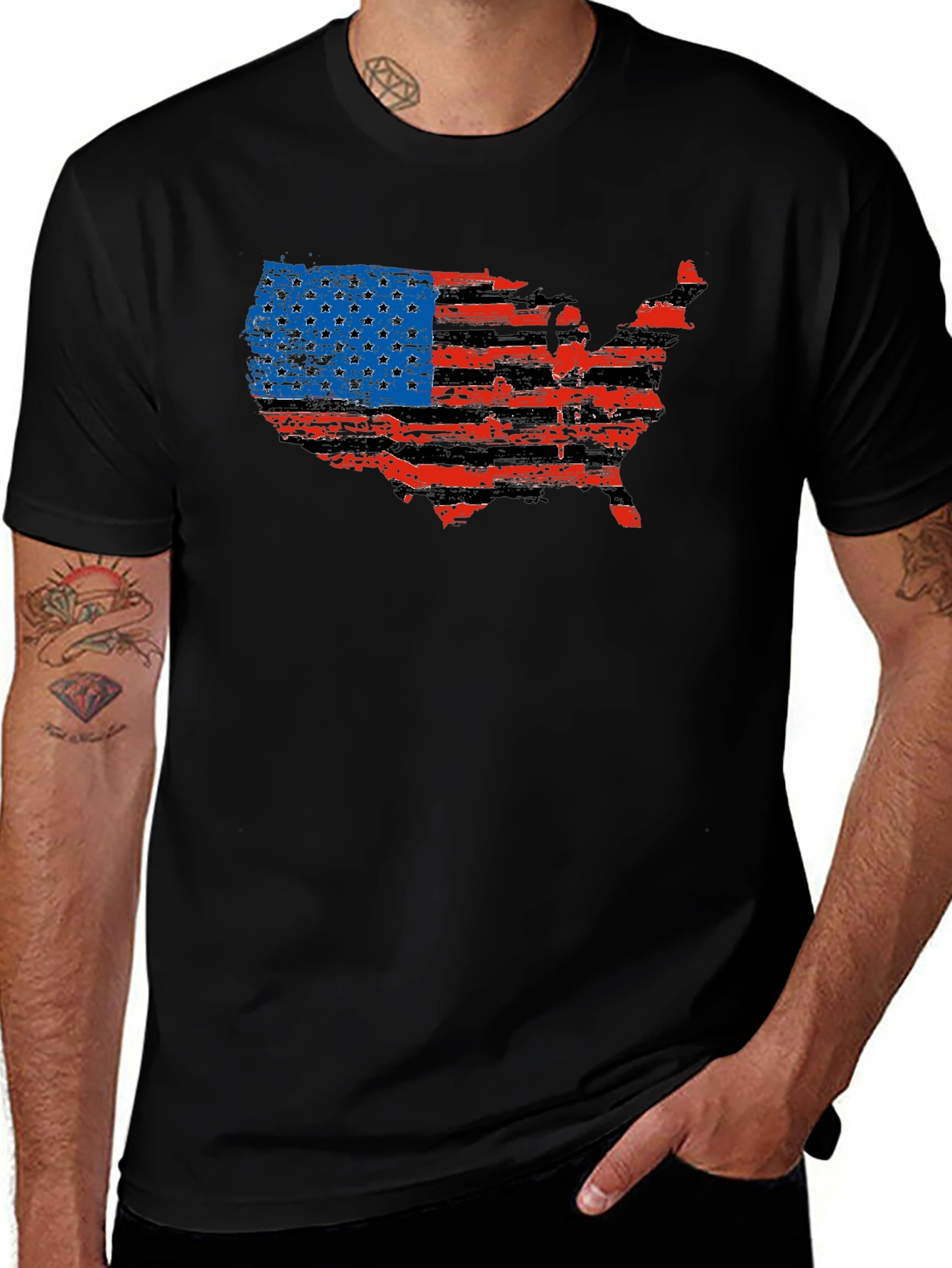 USA Flag Map Graphic T-Shirt