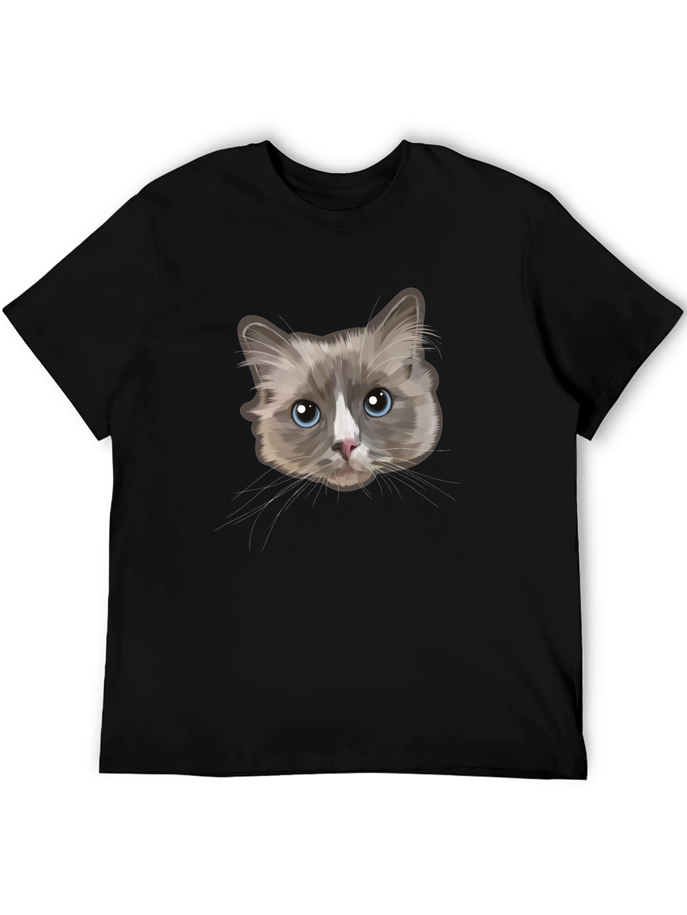Cat Face Graphic T-Shirt - Unisex Black Tee