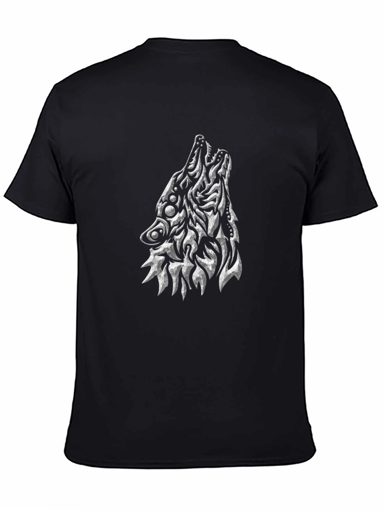 Abstract Wolf Graphic Black T-Shirt