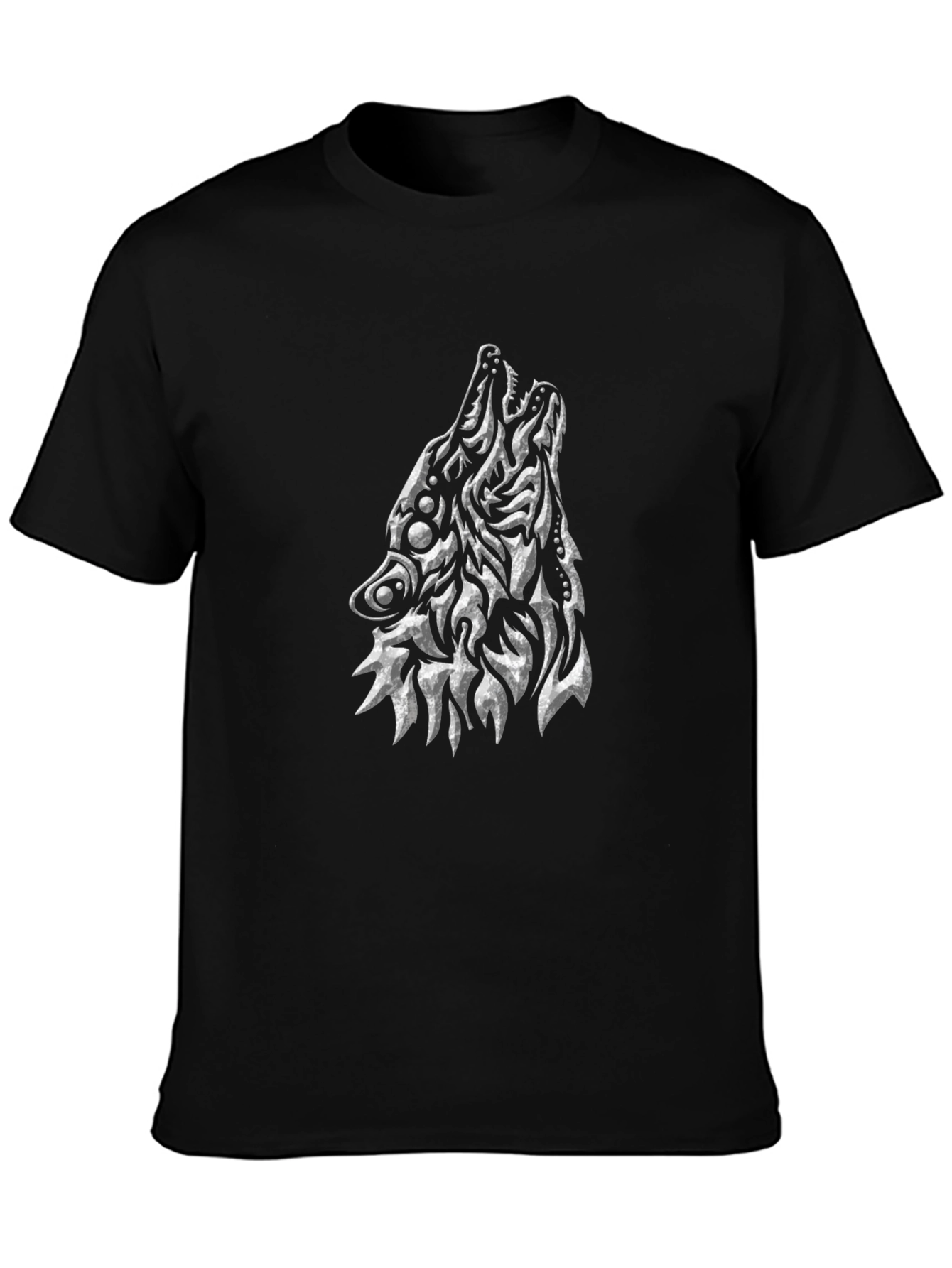 Abstract Wolf Graphic Black T-Shirt