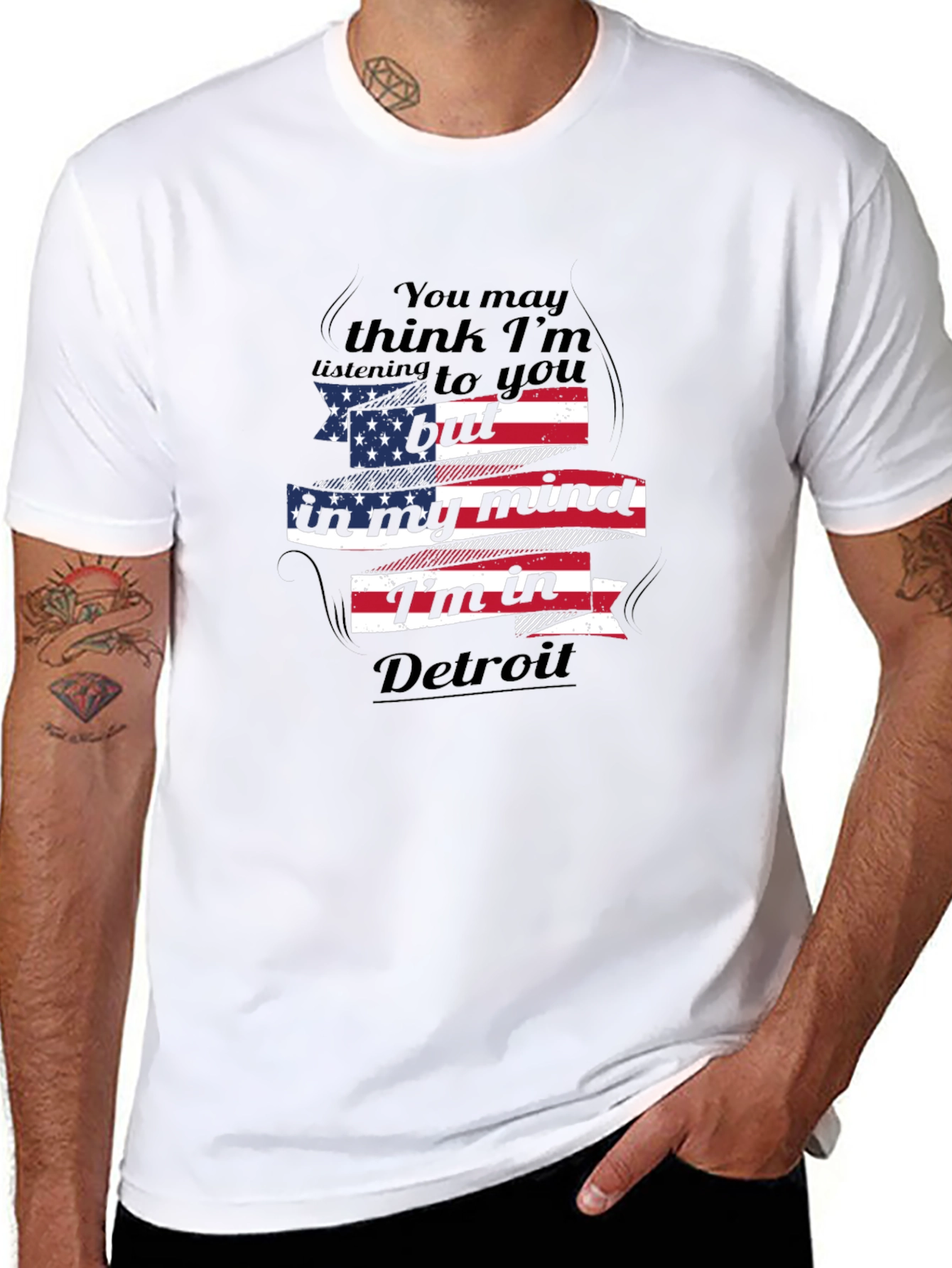 Detroit Mind T-Shirt - USA Flag Novelty Tee