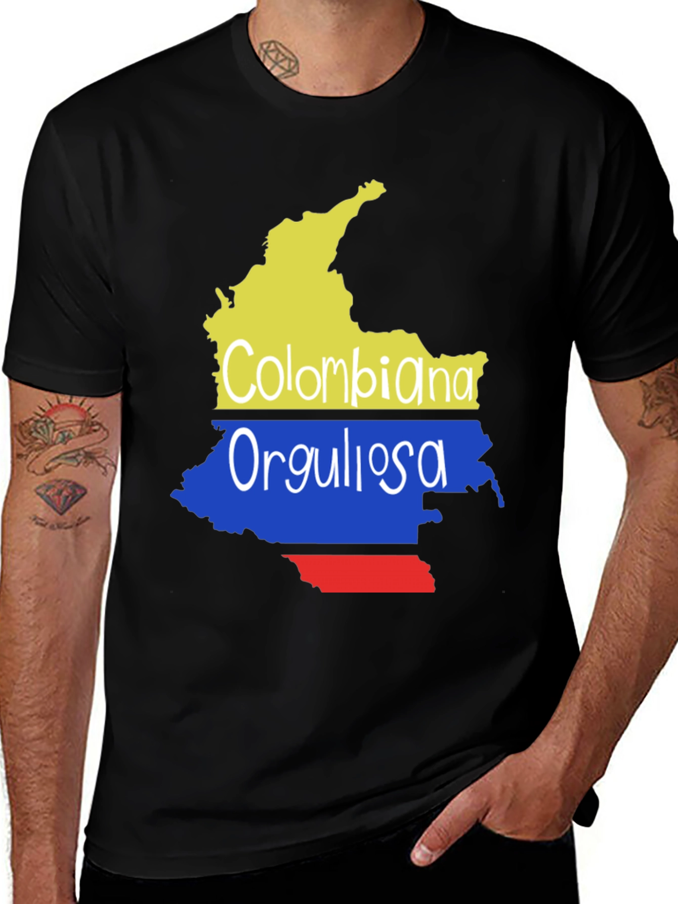 Colombiana Orgullosa Map T-Shirt - Black