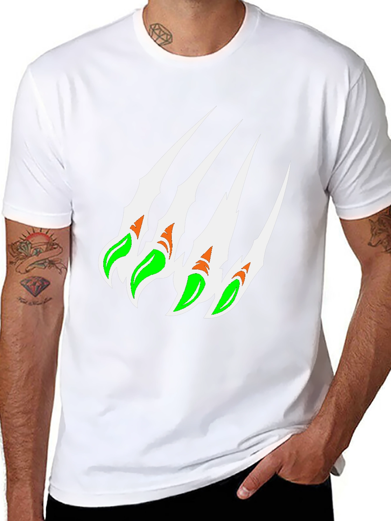 Claw Mark Graphic Print Black T-Shirt