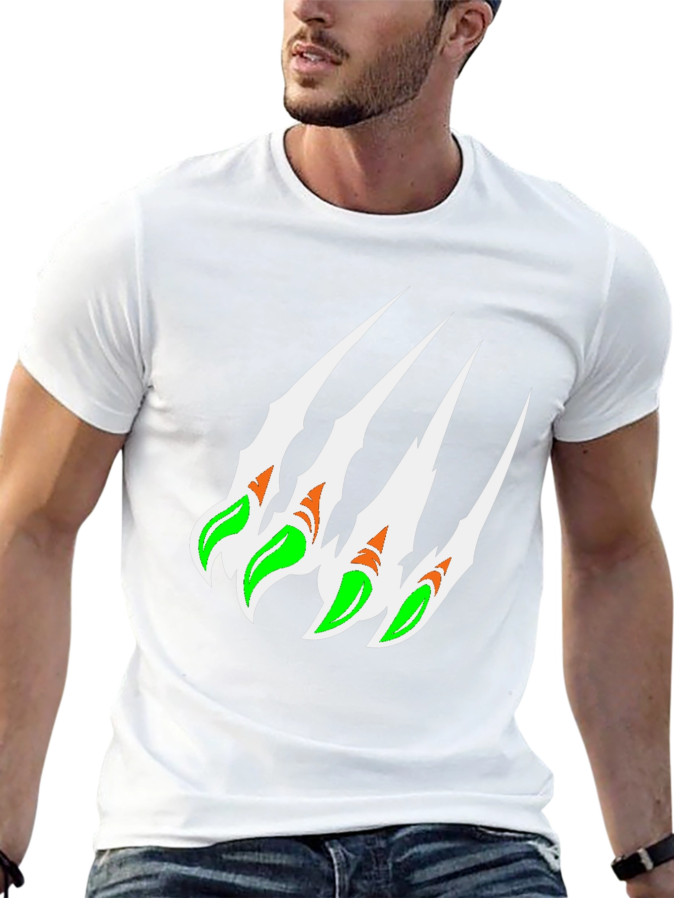 Claw Mark Graphic Print Black T-Shirt