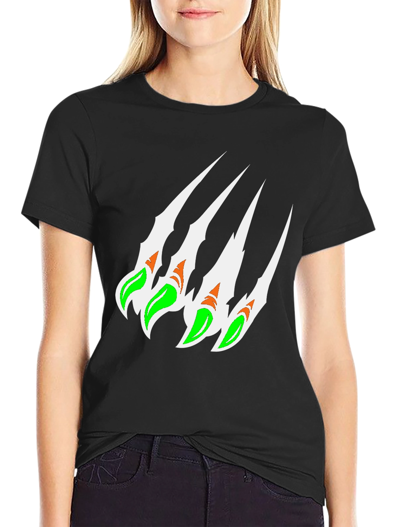 Claw Mark Graphic Print Black T-Shirt