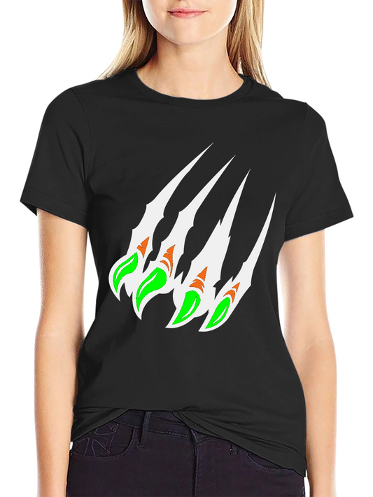 Claw Mark Graphic Print Black T-Shirt