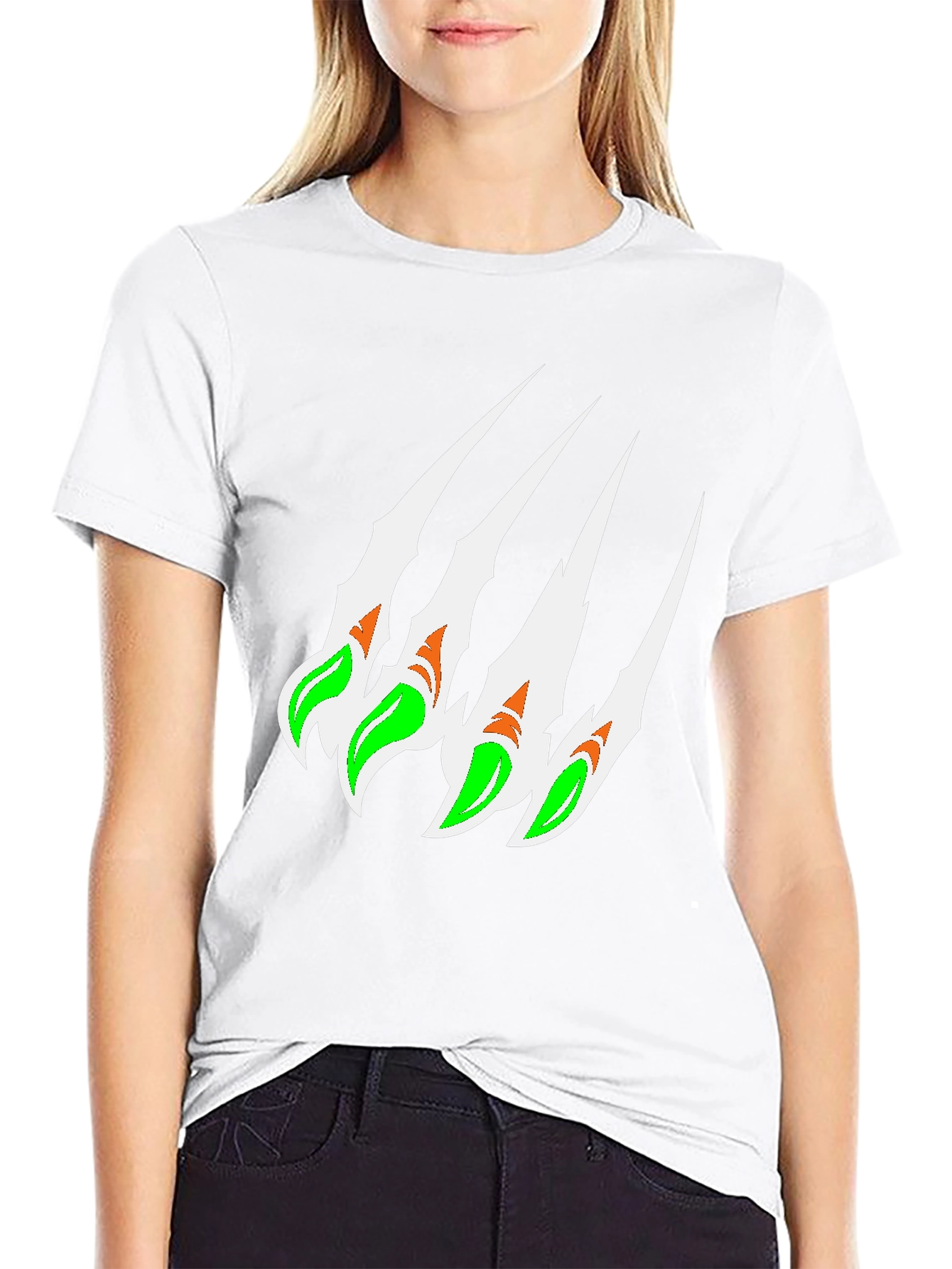 Claw Mark Graphic Print Black T-Shirt