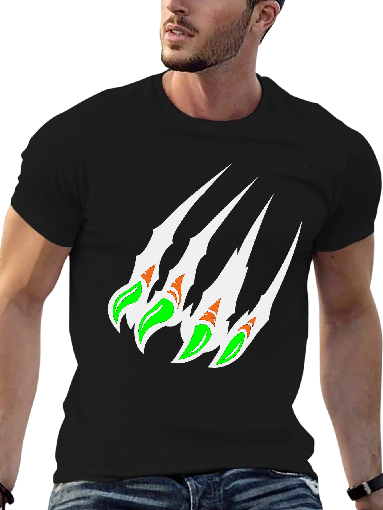 Claw Mark Graphic Print Black T-Shirt