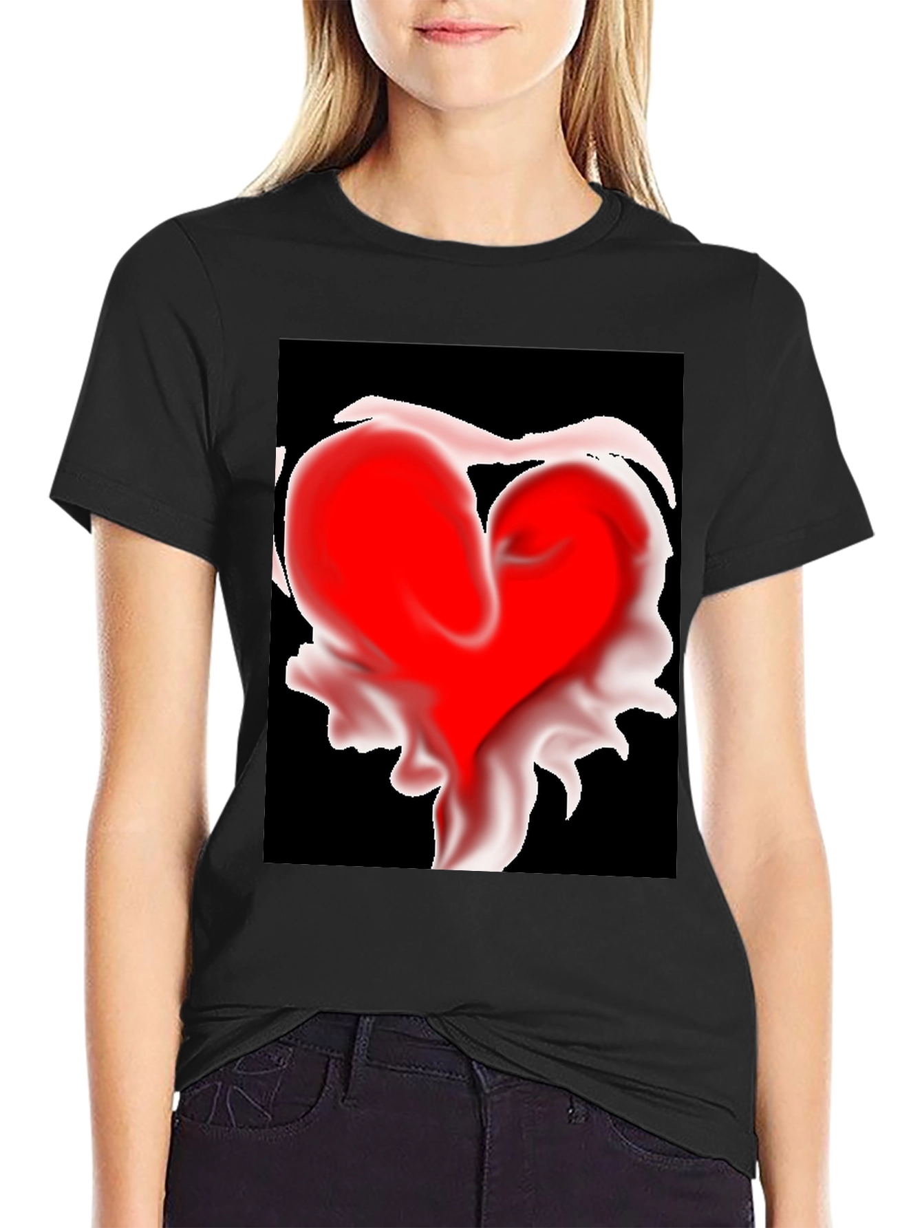 Heart Art Graphic Tee - Modern Black T-Shirt