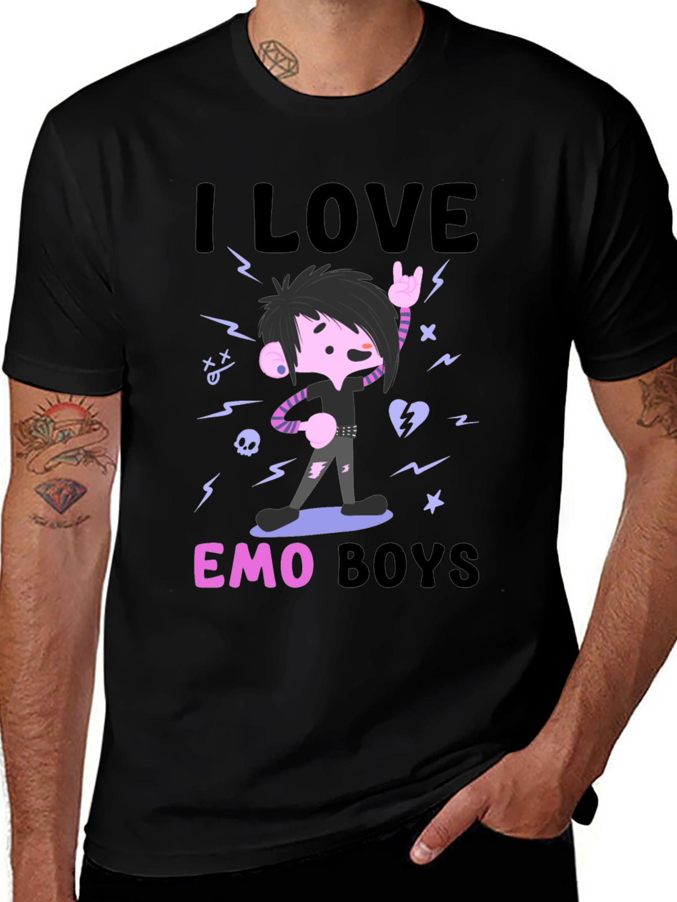 I Love Emo Boys Black T-Shirt