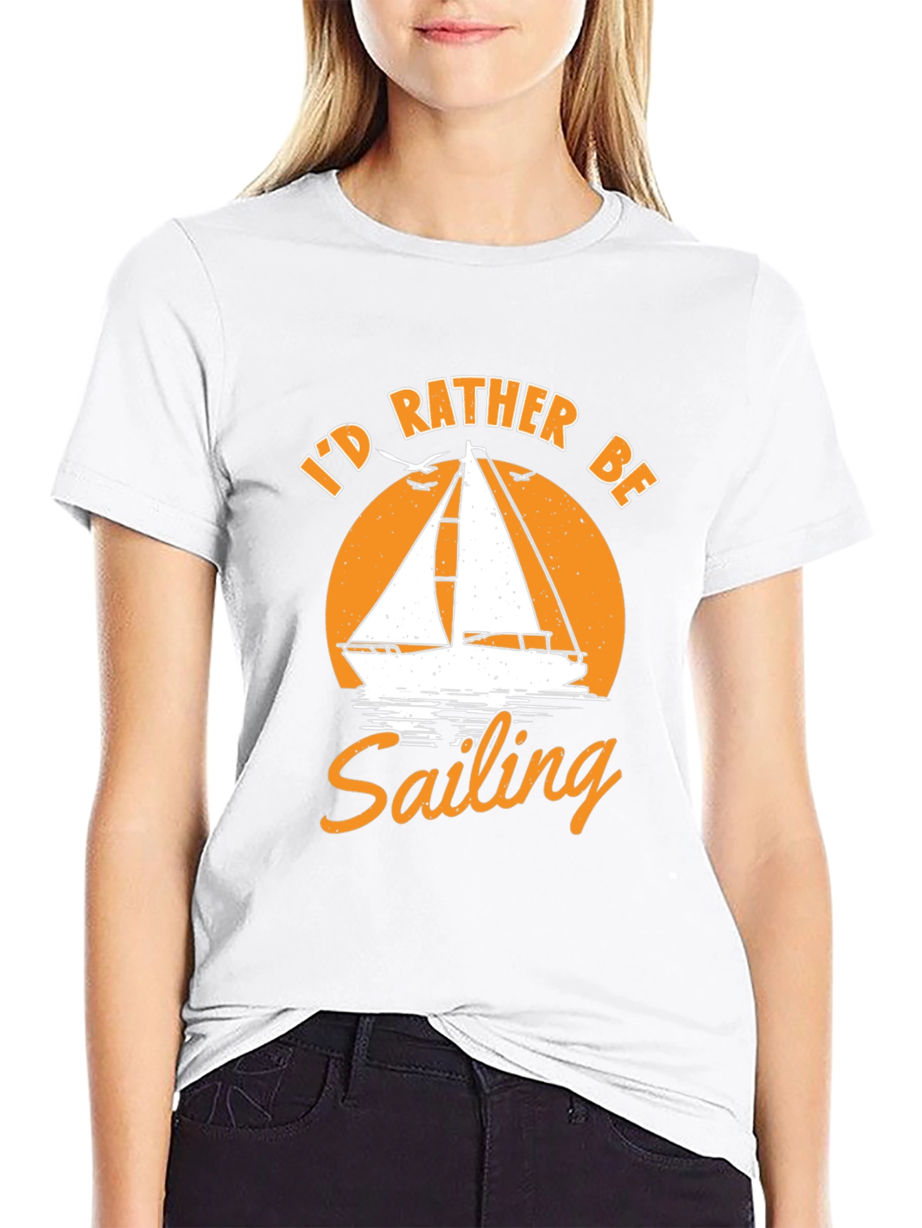 Id Rather Be Sailing Black T-Shirt