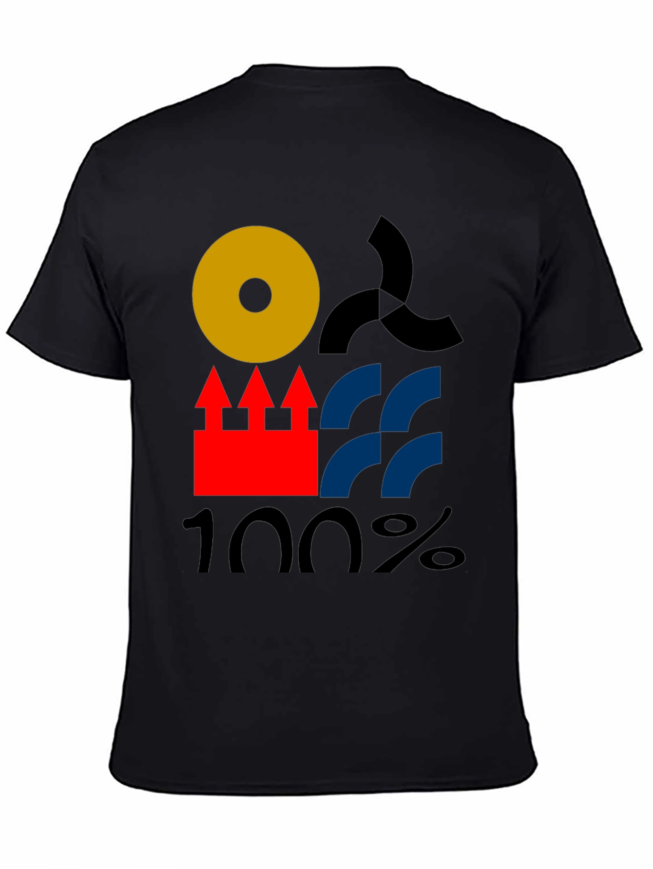 Modern Geometric Graphic Tee - Black