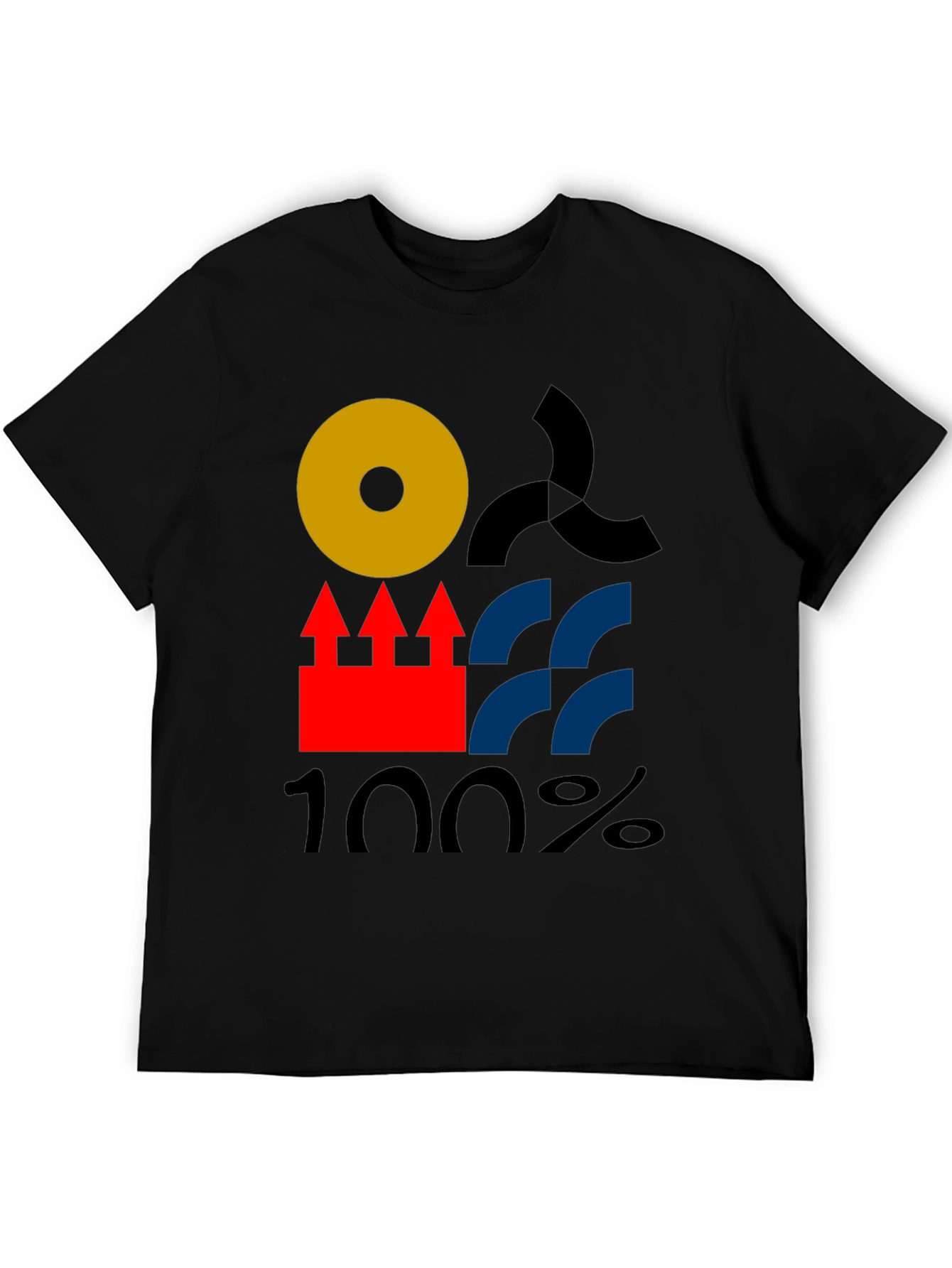 Modern Geometric Graphic Tee - Black