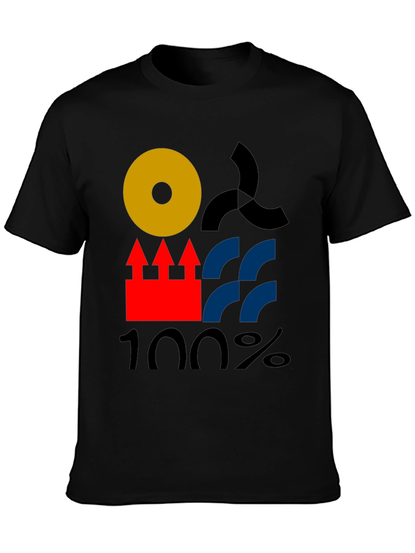 Modern Geometric Graphic Tee - Black