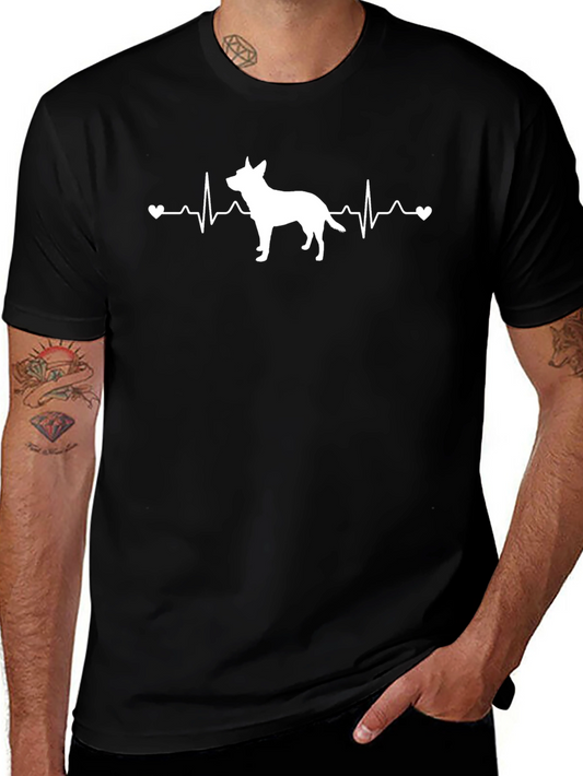 Dog Heartbeat T-Shirt -  Black Cotton Blend