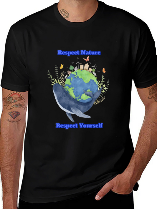 Respect Nature T-Shirt - Earth & Whale Graphic Tee