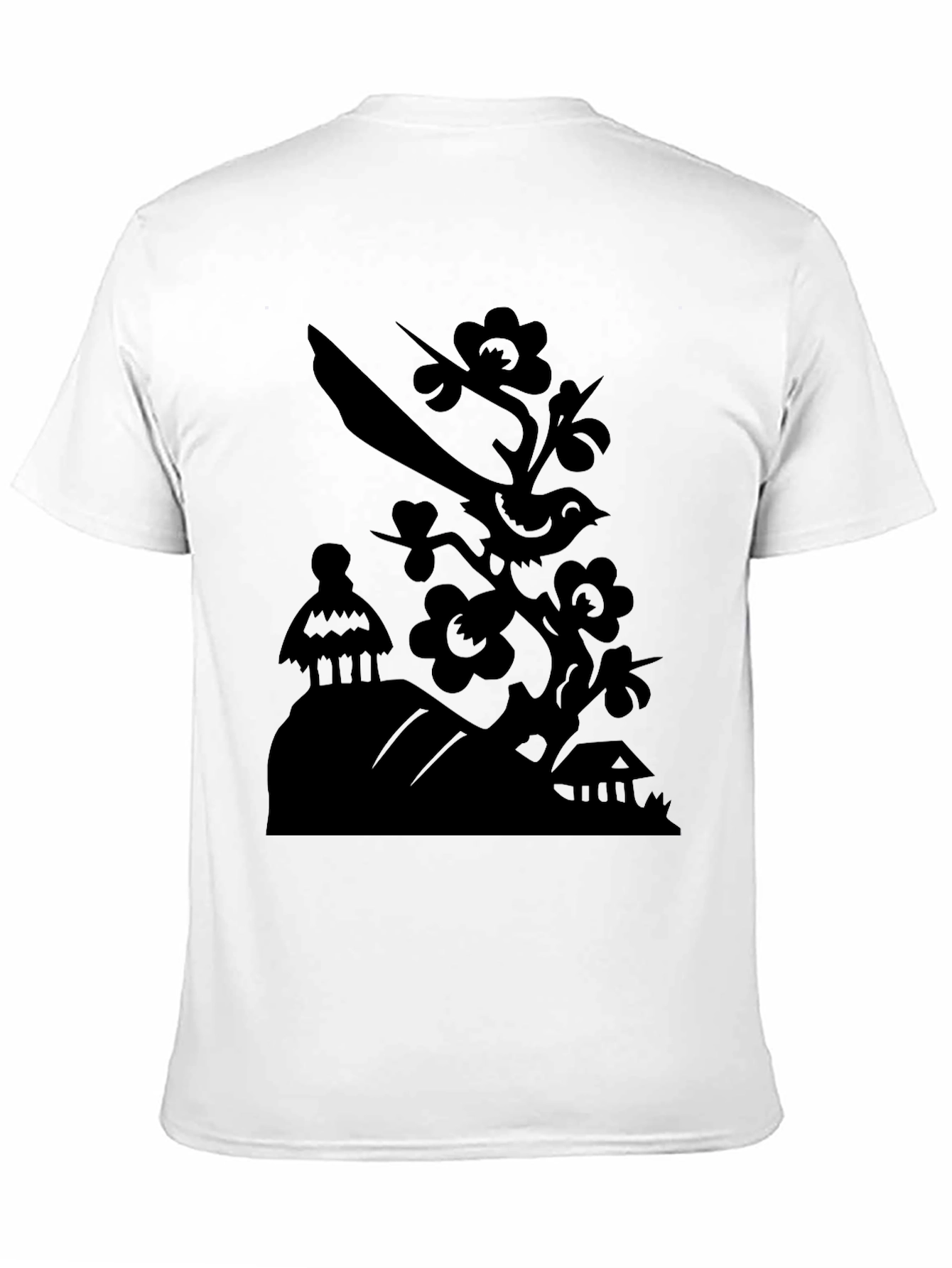 Bird on Branch Graphic Tee - Modern Black T-Shirt