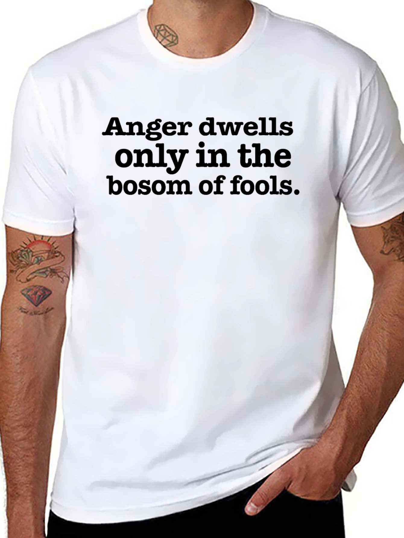 Anger Dwells Fools Tee - Bold Statement Graphic T-Shirt