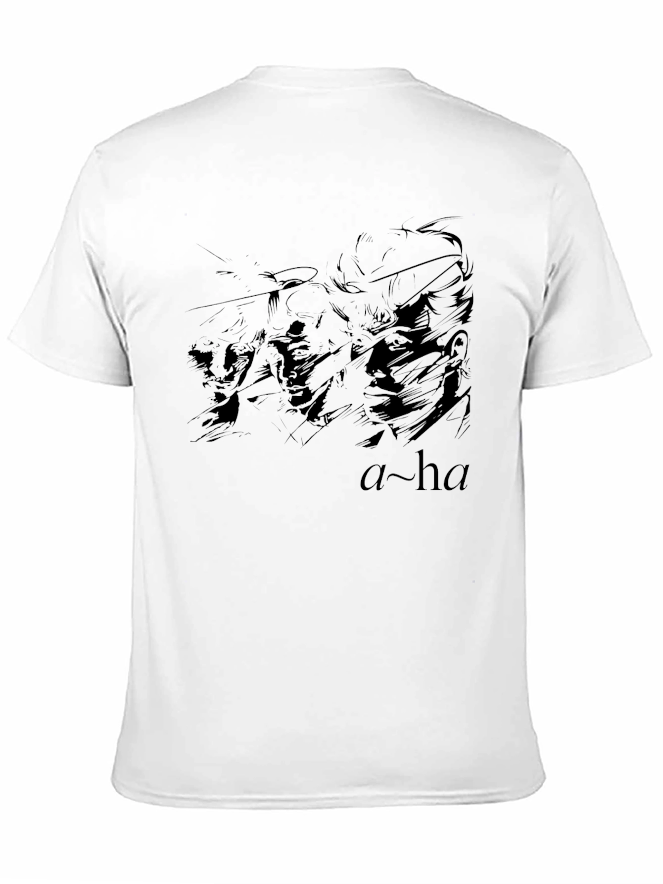 Black A-ha Band Graphic T-Shirt
