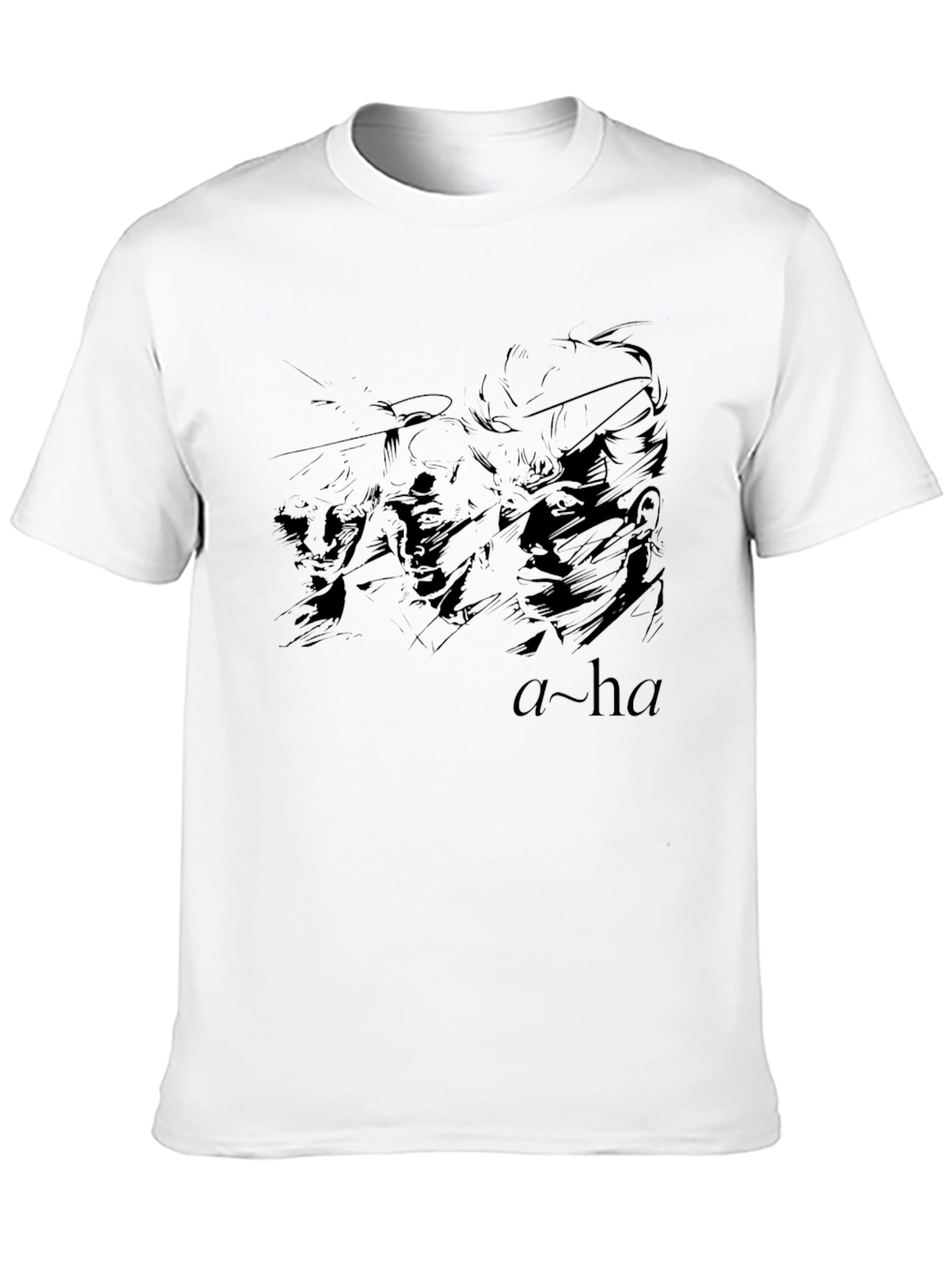 Black A-ha Band Graphic T-Shirt