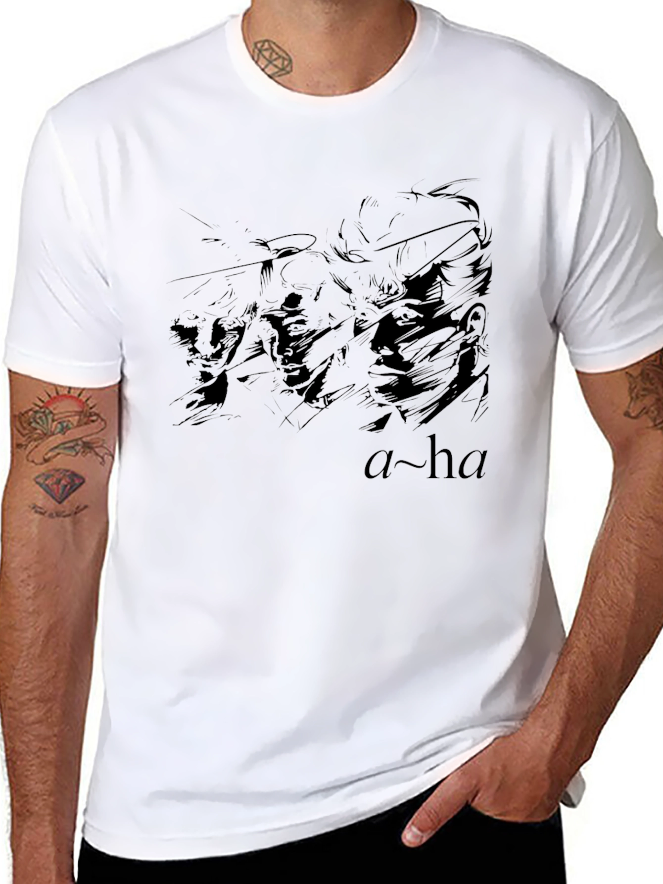 Black A-ha Band Graphic T-Shirt