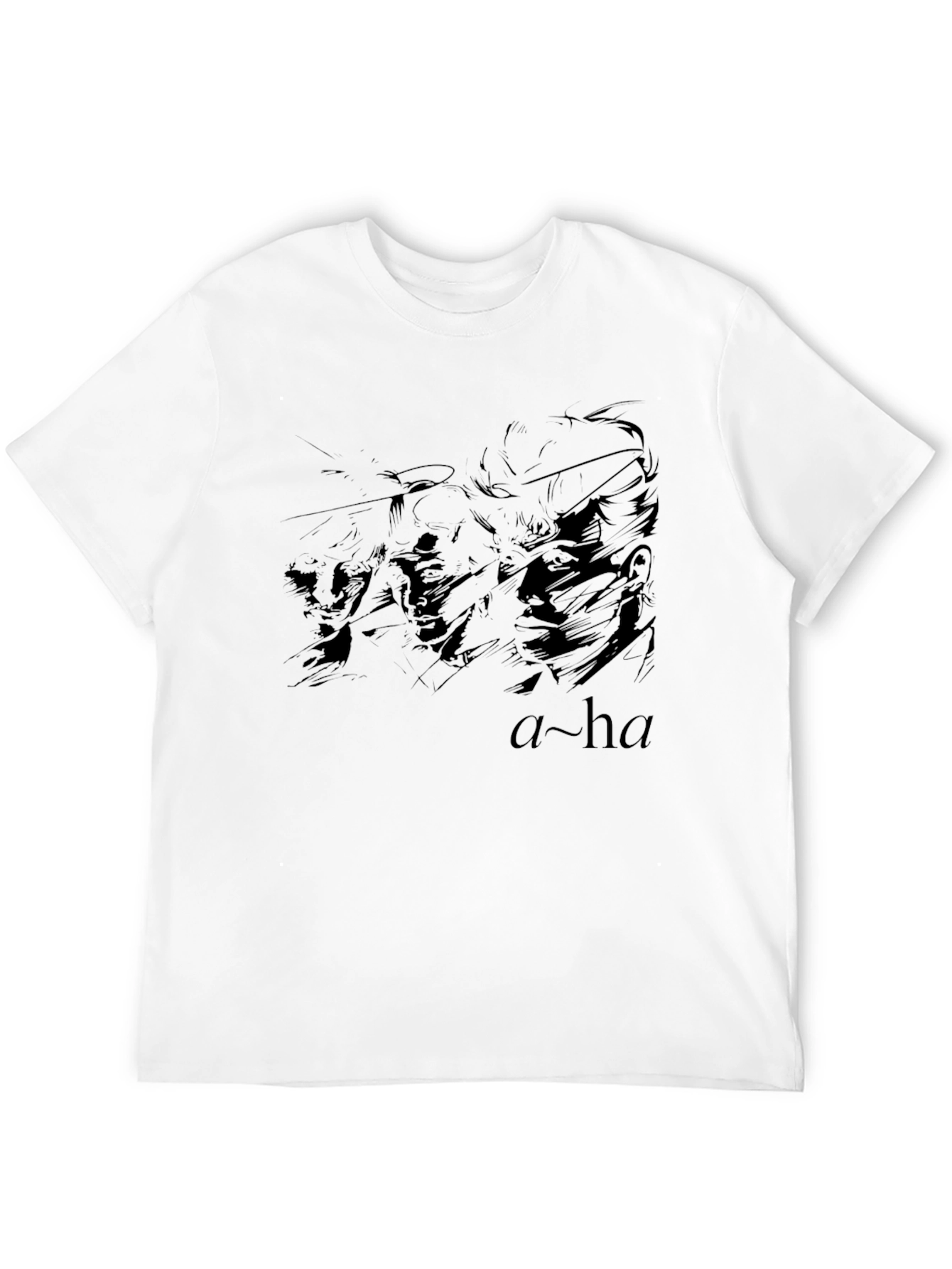 Black A-ha Band Graphic T-Shirt