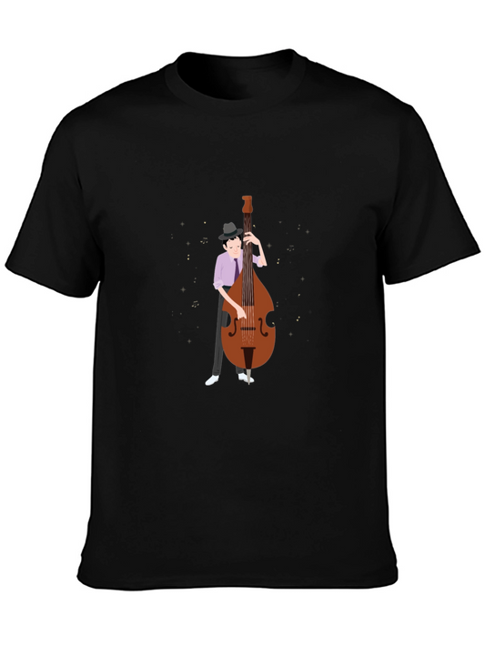 Bass Player Graphic Tee - Black Cotton T-Shirt