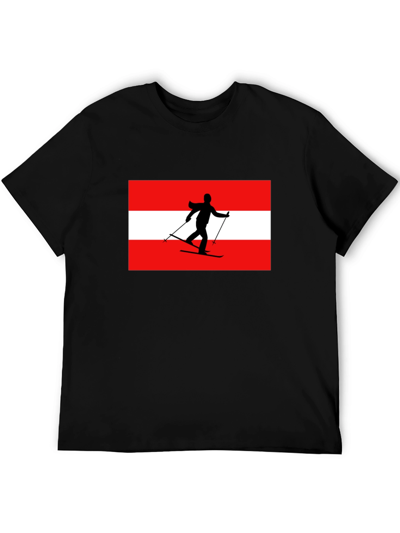 Austria Skier Graphic Tee - Black Cotton T-Shirt