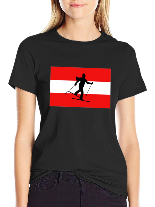 Austria Skier Graphic Tee - Black Cotton T-Shirt