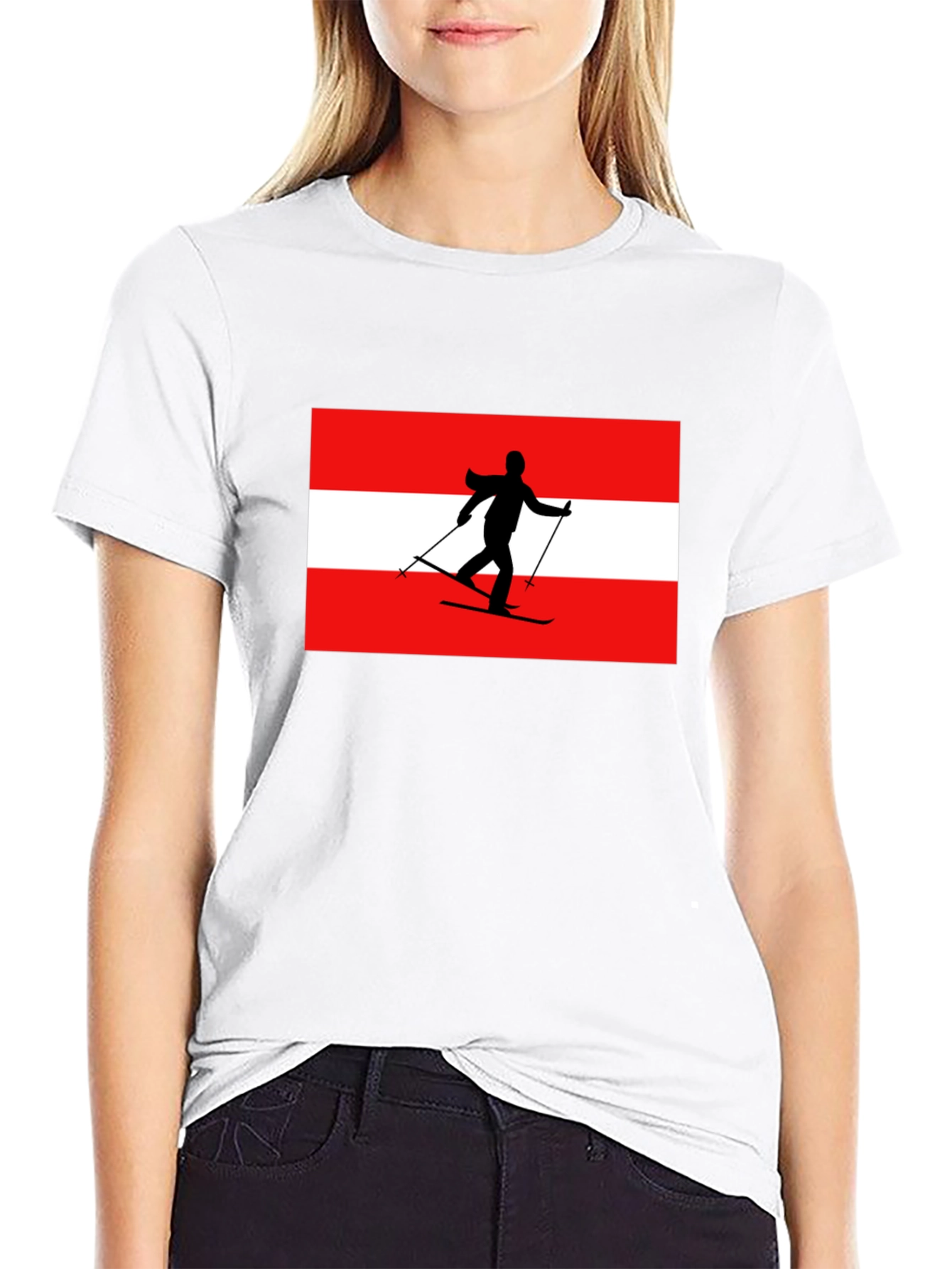 Austria Skier Graphic Tee - Black Cotton T-Shirt