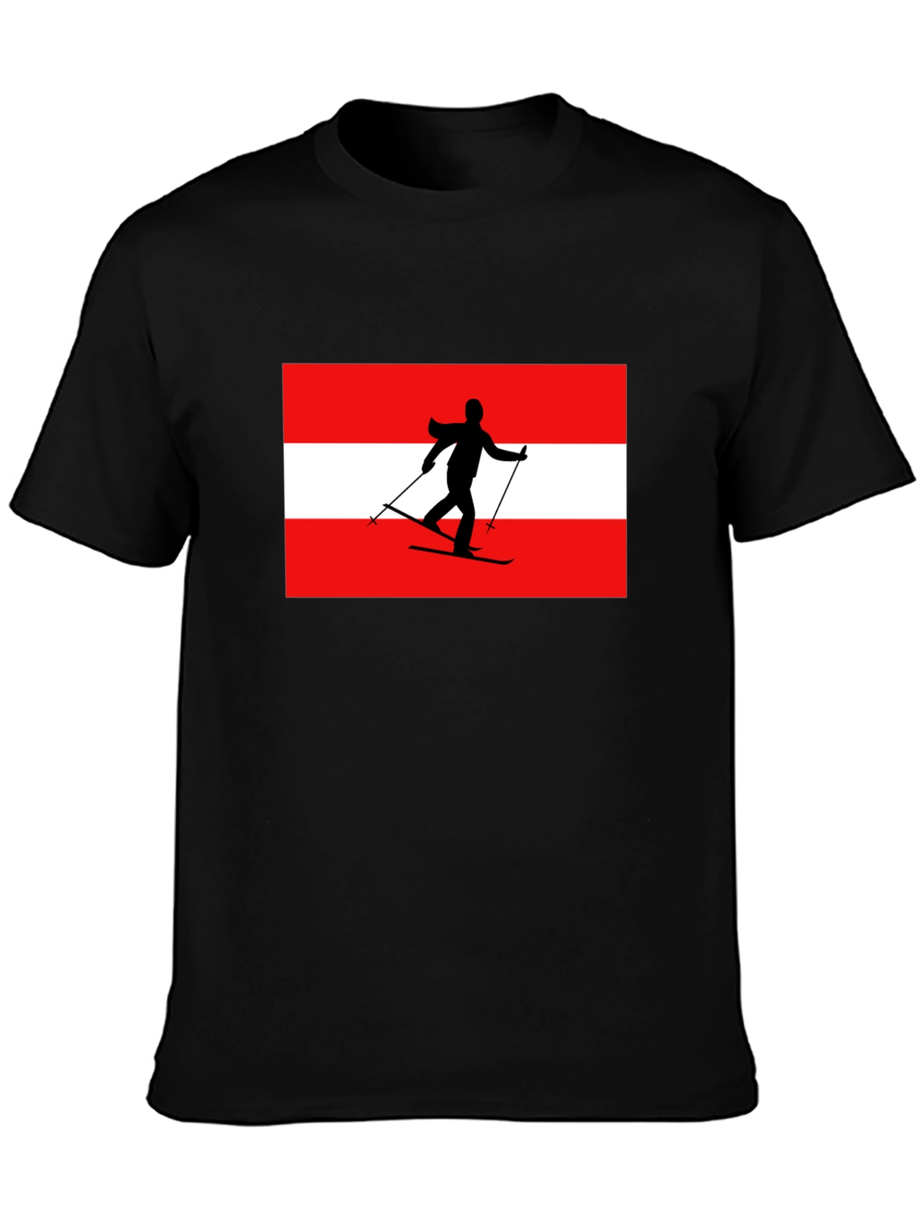 Austria Skier Graphic Tee - Black Cotton T-Shirt
