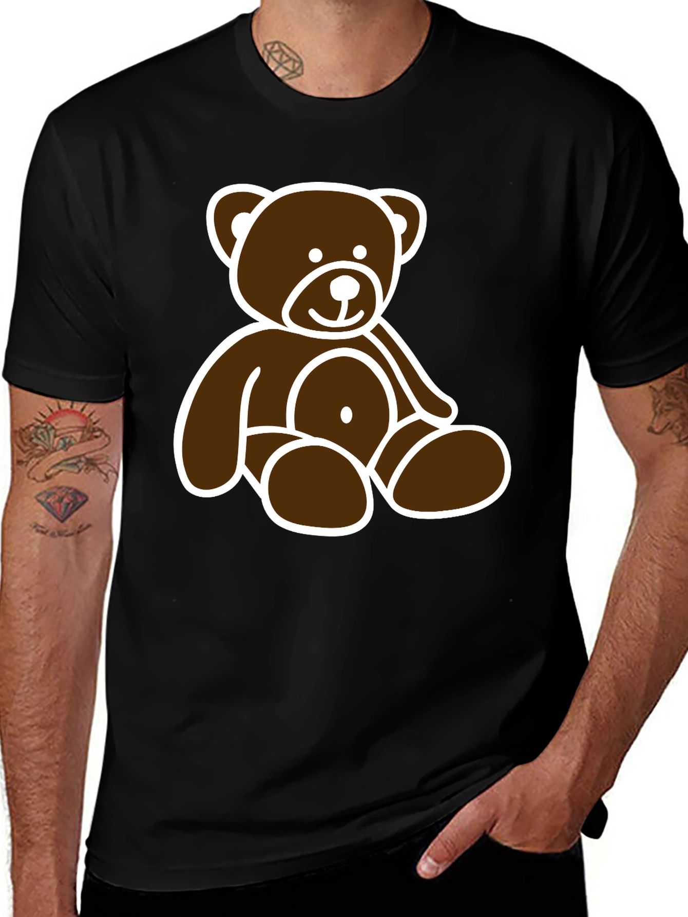 Teddy Bear Graphic Tee - Black Unisex T-Shirt