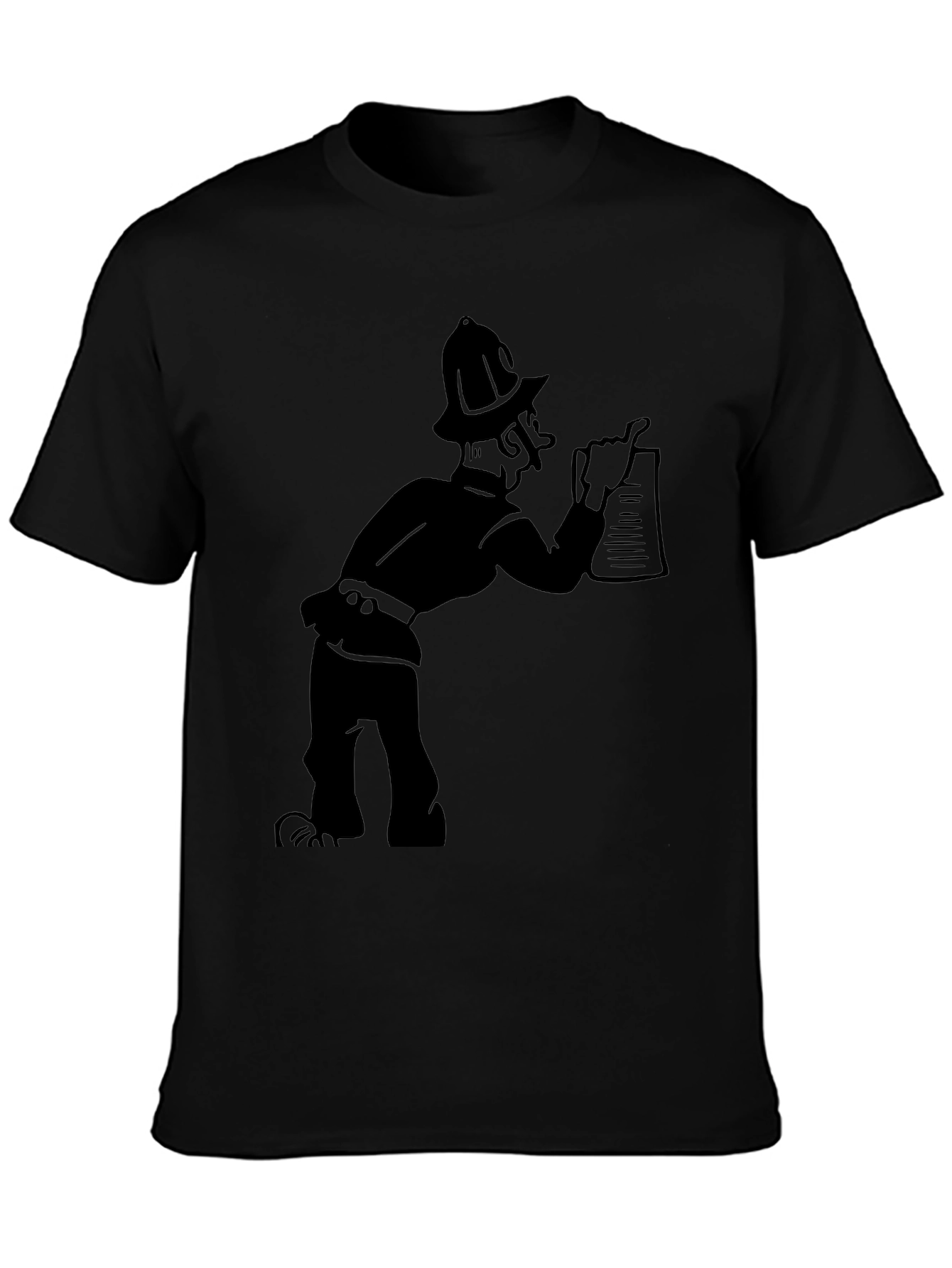 Cartoon Fireman Black Graphic Tee