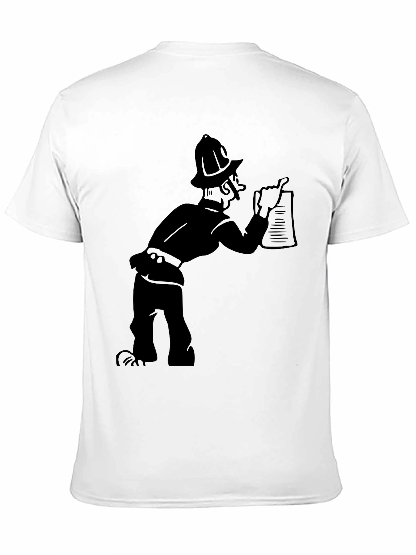 Cartoon Fireman Black Graphic Tee