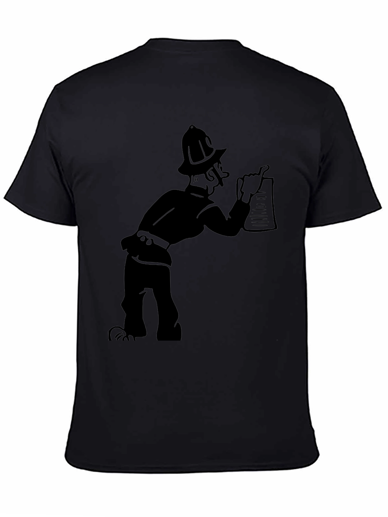 Cartoon Fireman Black Graphic Tee
