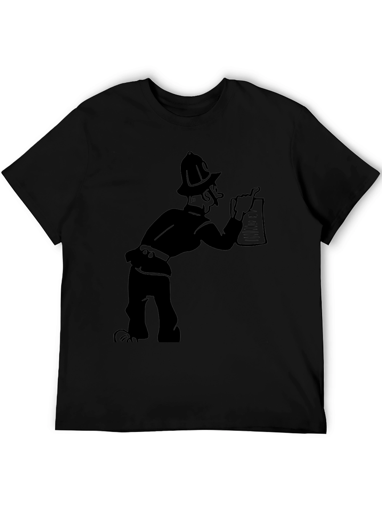 Cartoon Fireman Black Graphic Tee