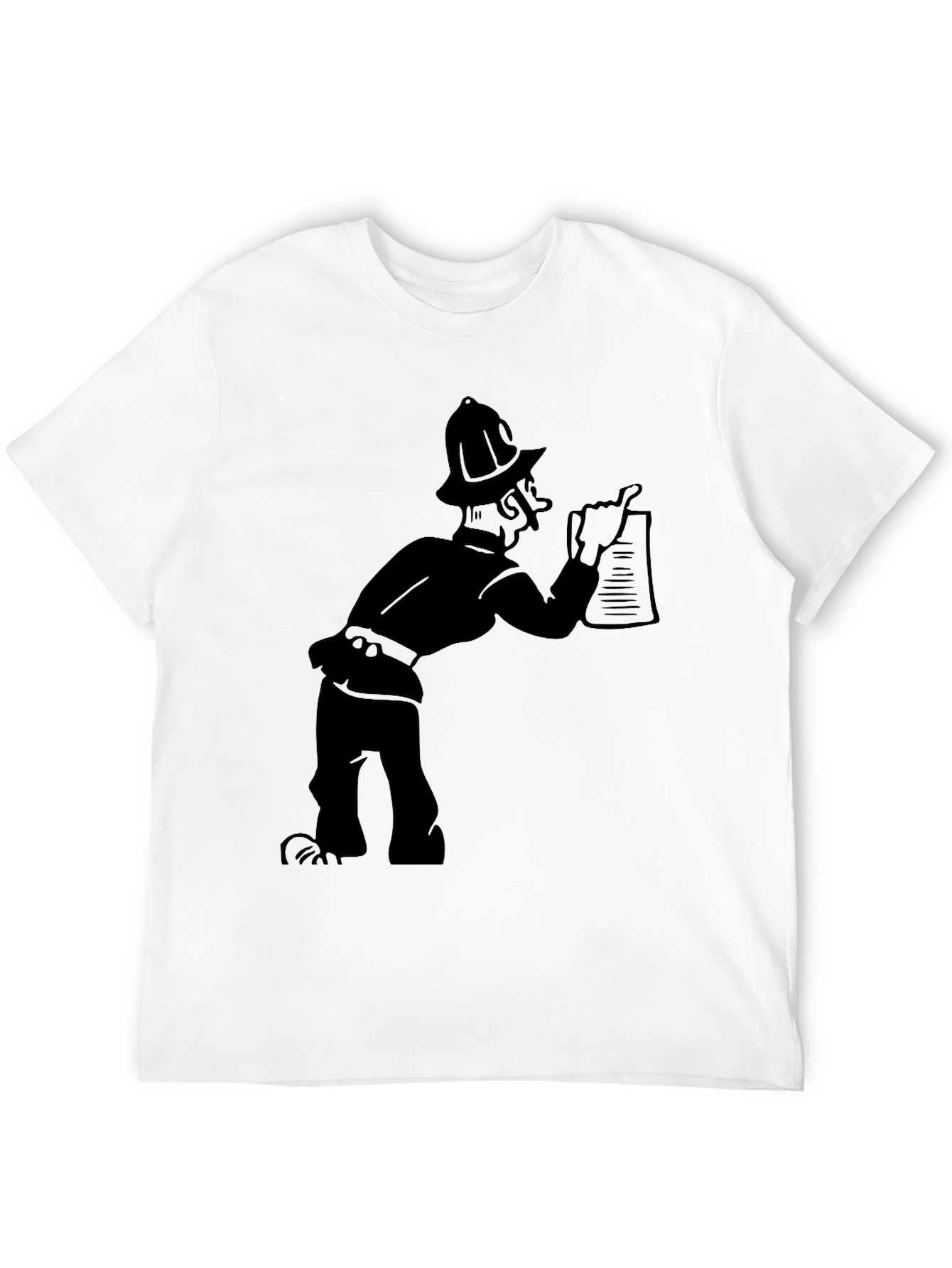 Cartoon Fireman Black Graphic Tee