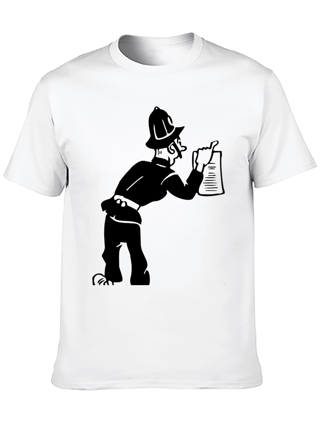 Cartoon Fireman Black Graphic Tee