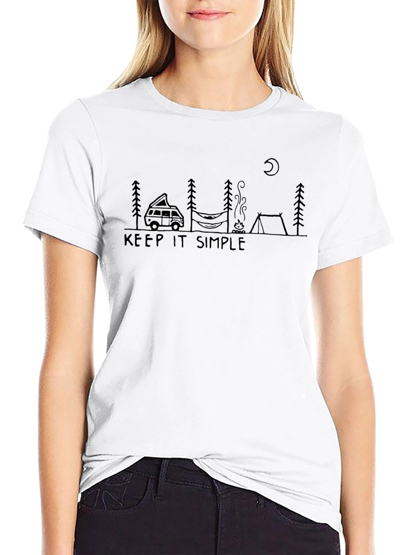 Keep It Simple Camping Graphic Tee - Black