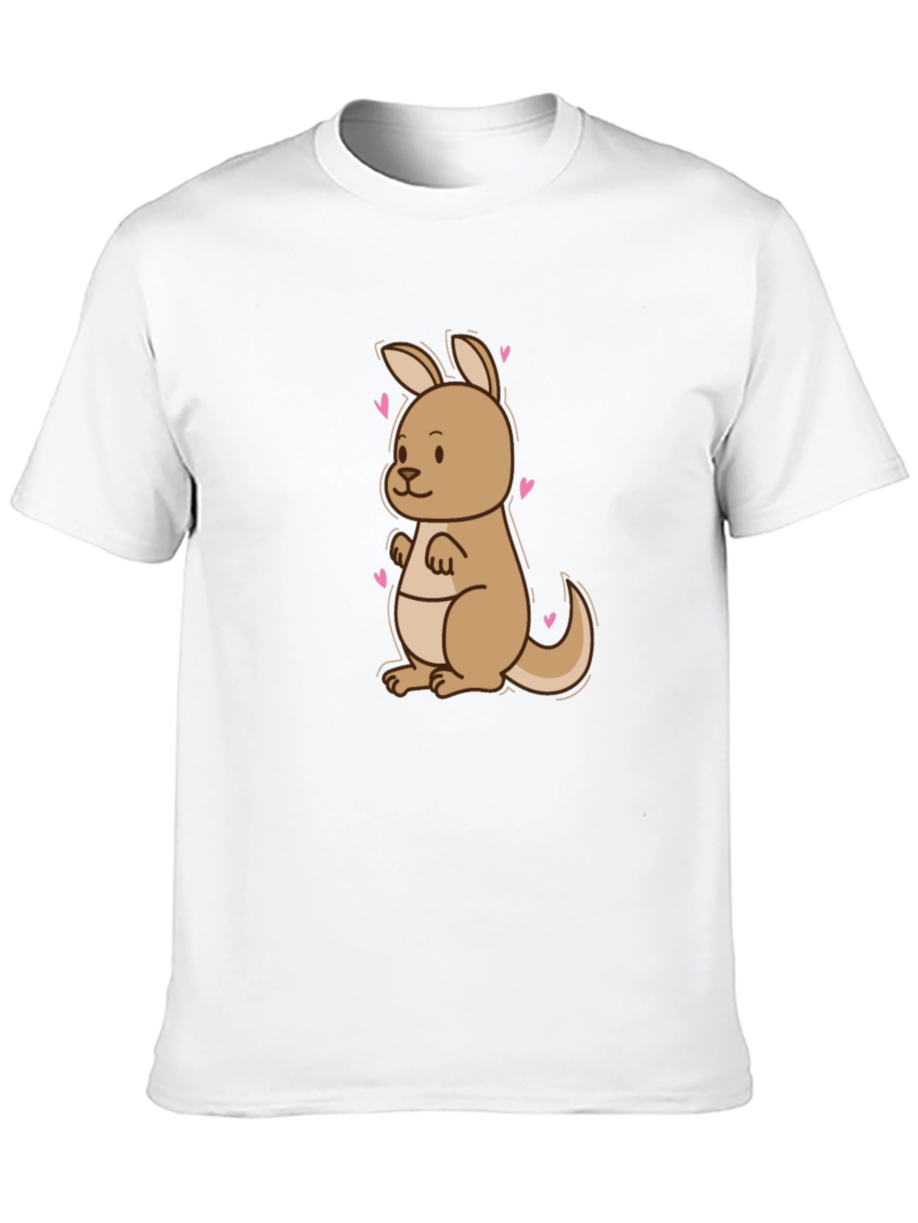 Cute Kangaroo Heart Tee - Black Cotton Blend T-Shirt