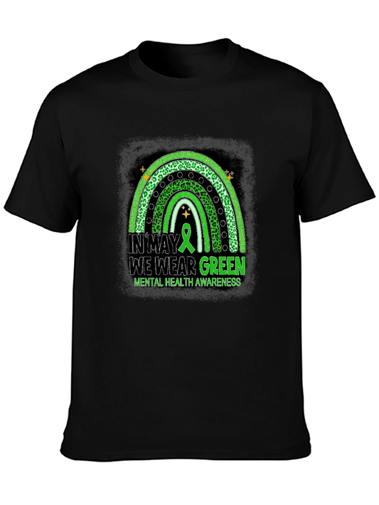 Mental Health Awareness Green Rainbow T-Shirt