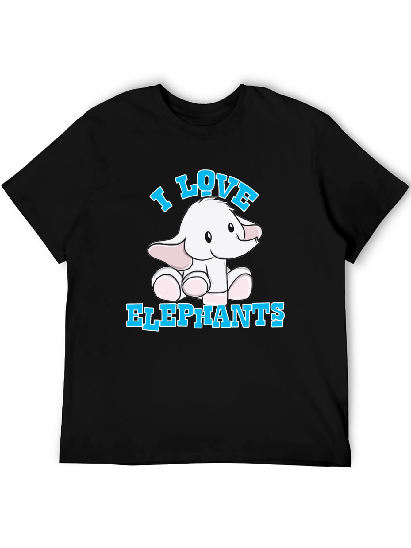 I Love Elephants Graphic T-Shirt - Black
