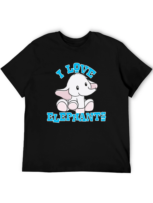 I Love Elephants Graphic T-Shirt - Black