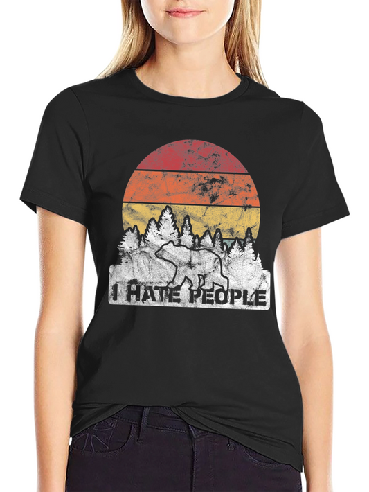 I Hate People Bear Graphic T-Shirt