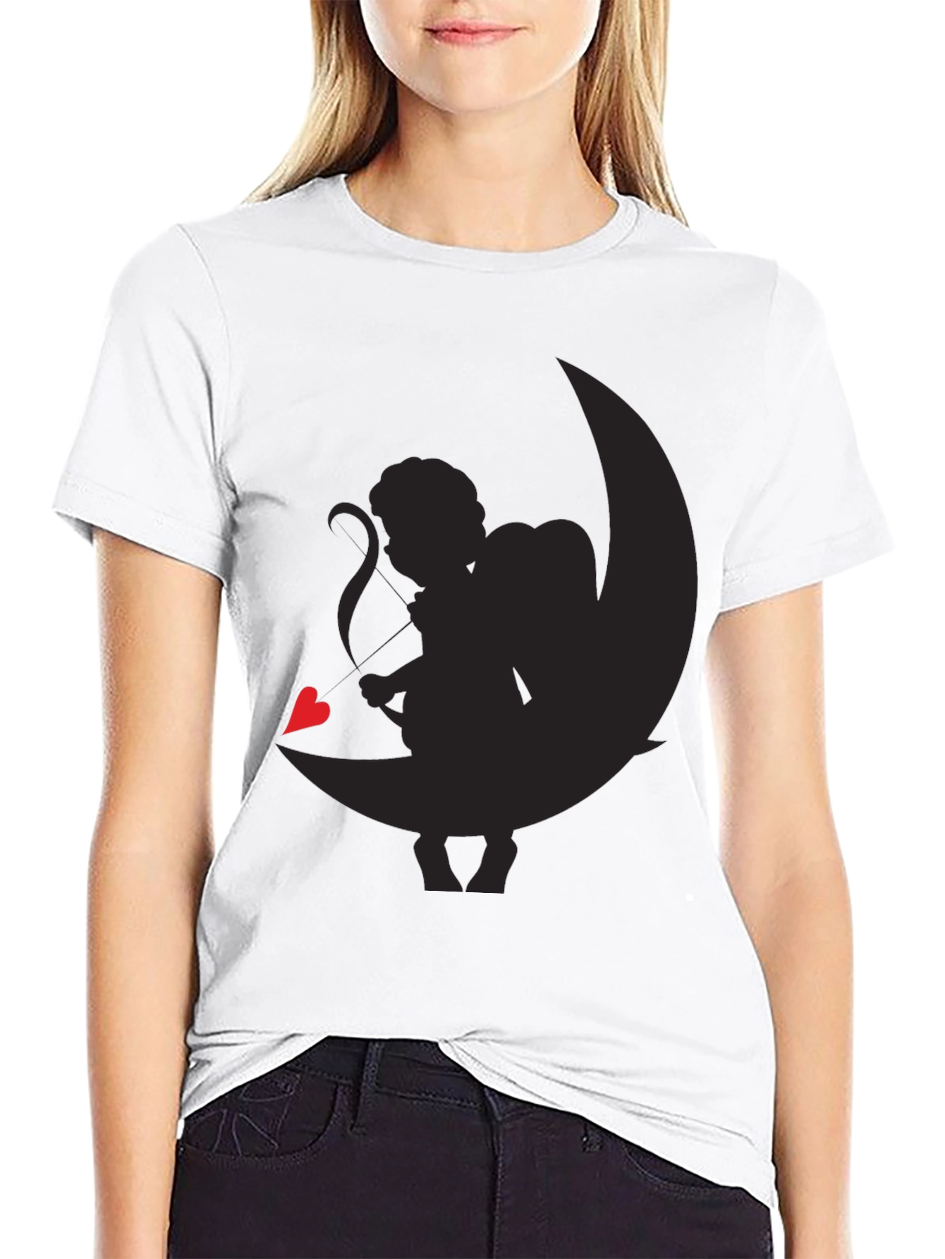 Cupid Moon Graphic Tee - Black Casual Shirt