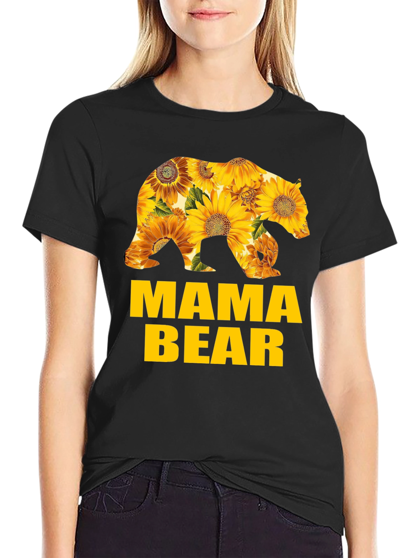 Mama Bear Sunflower Graphic T-Shirt