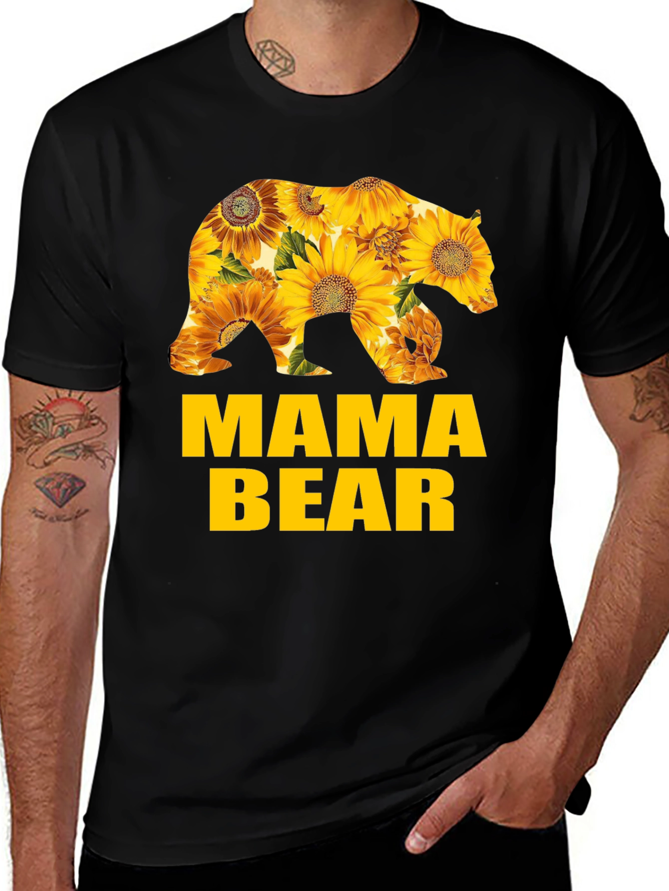 Mama Bear Sunflower Graphic T-Shirt