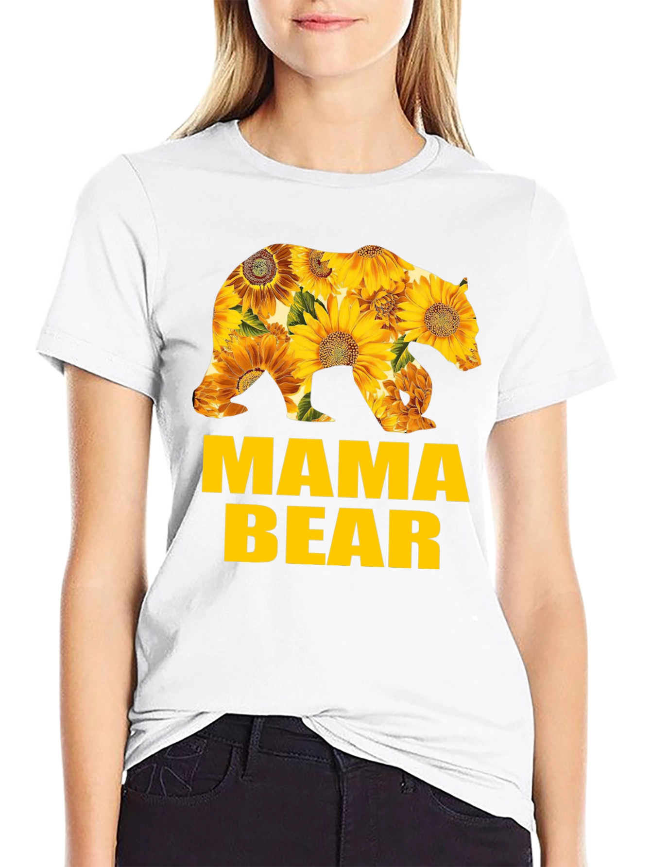Mama Bear Sunflower Graphic T-Shirt