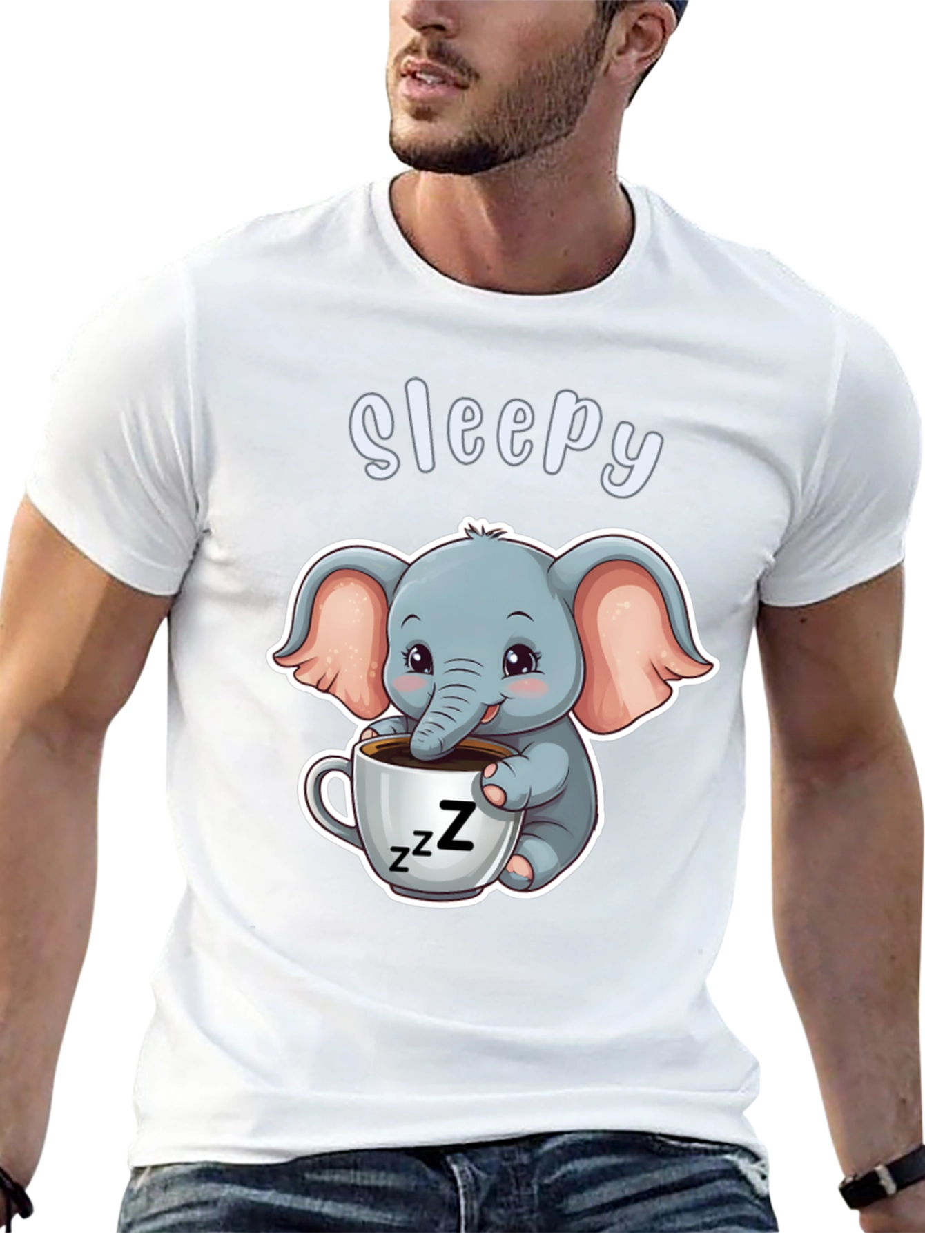 Sleepy Elephant Graphic Tee - Cute Cartoon Shirt